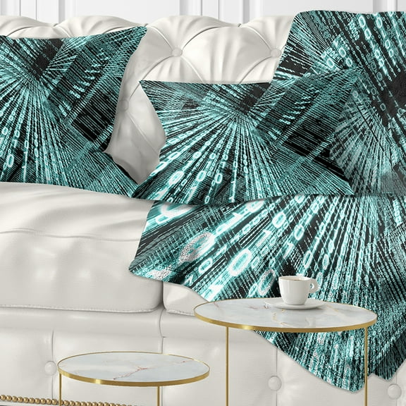 Designart Binary Code - Contemporary Throw Pillow - 12x20