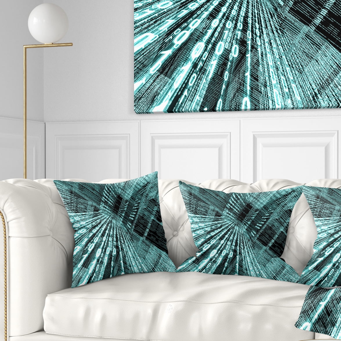 Designart Binary Code - Contemporary Throw Pillow - 18x18