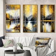 thumbnail image 1 of Designart "Birch Trees by the Lake in Grey and Yellow I" Landscape & Nature Framed Wall Art Set Of 3 - Yellow Tree Birch Frame Gallery Wall Set For Home Decor, 1 of 6