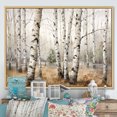 thumbnail image 1 of Designart "Birch Trees: Minimalist Scenery" Tree Birch Floater Framed Wall Art Living Room, 1 of 5
