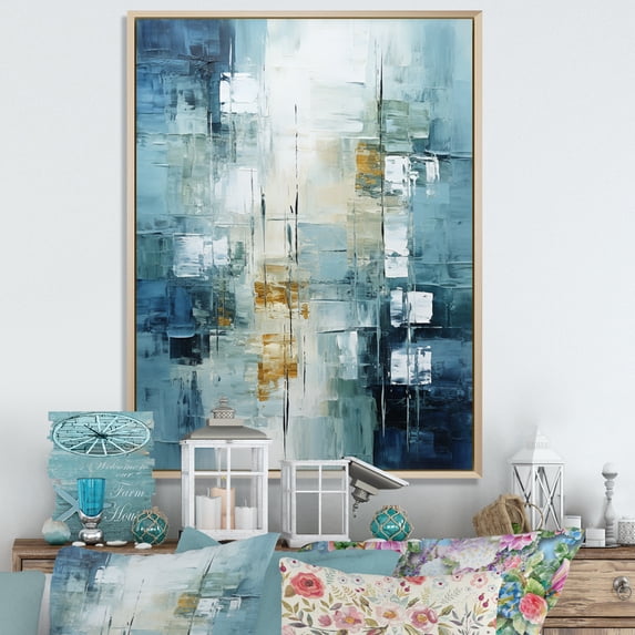 Designart "Birch Woods Winds VI" Abstract Floater Framed Canvas Print