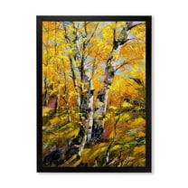 Designart 'Birches In Yellow Autumn Wood Forest' Country Framed Art Print