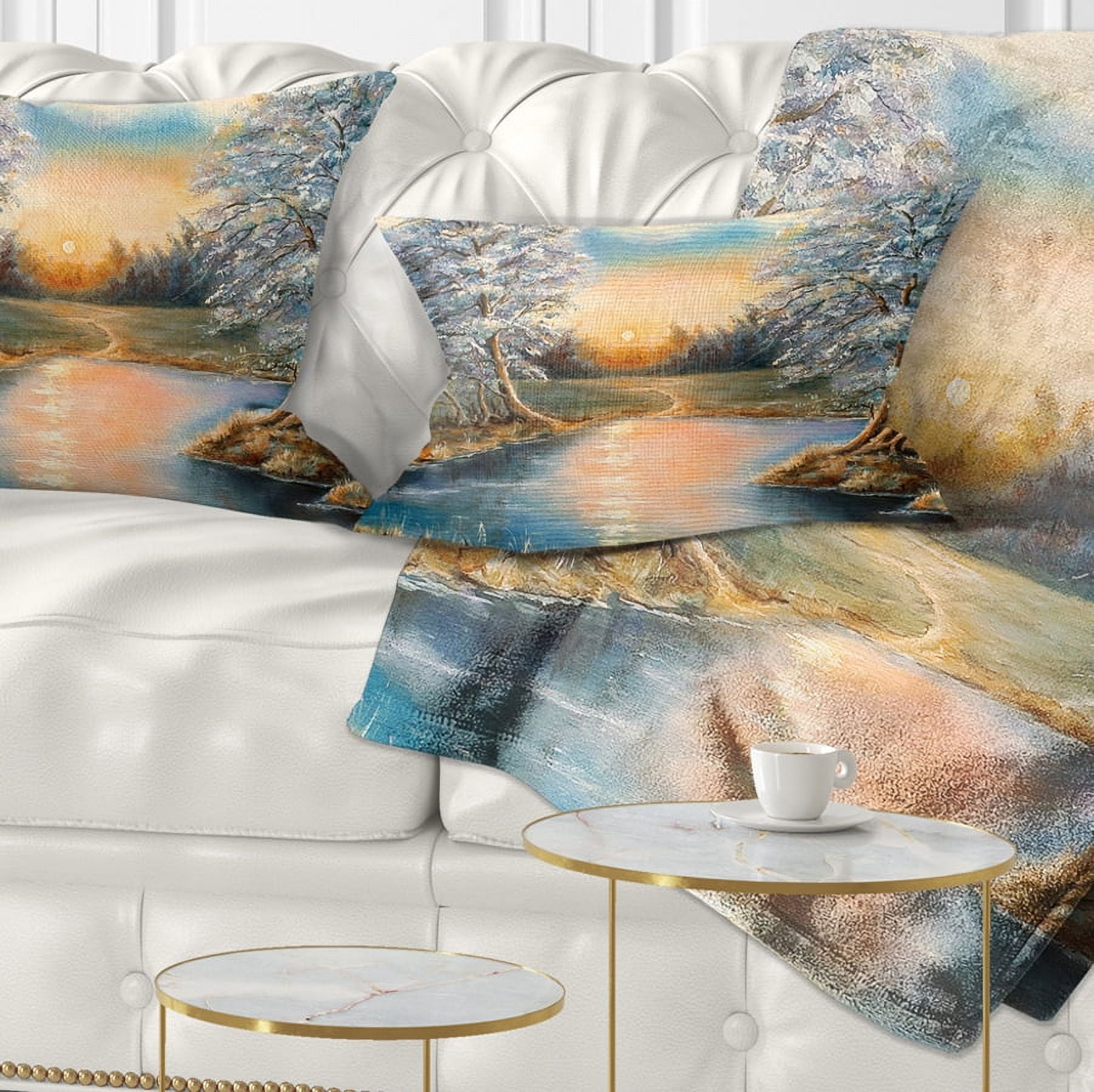 Designart Birches in Autumn Wood - Landscape Printed Throw Pillow - 12x20
