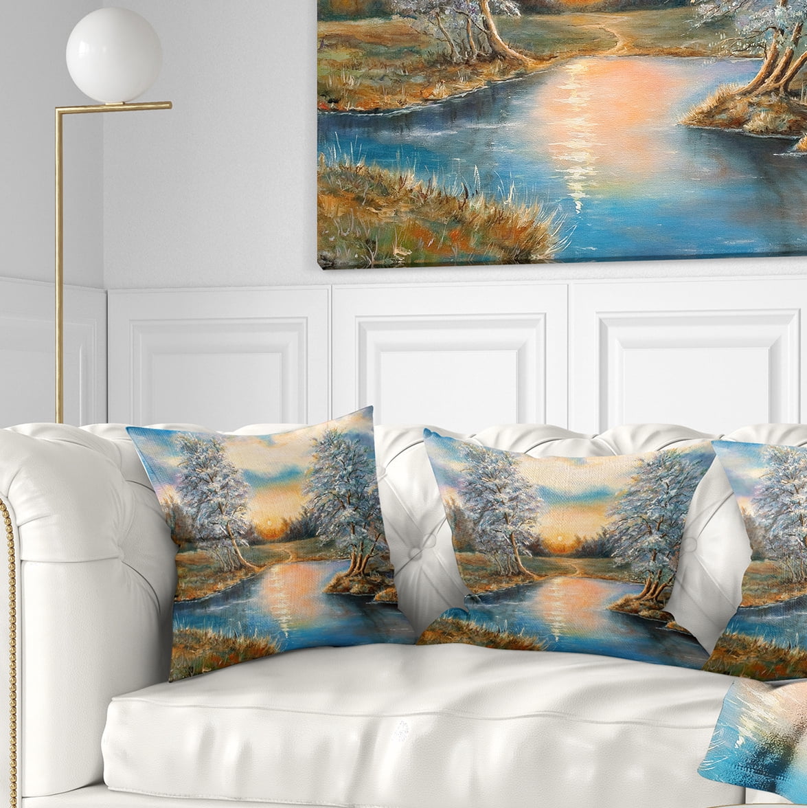 Designart Birches in Autumn Wood - Landscape Printed Throw Pillow - 16x16