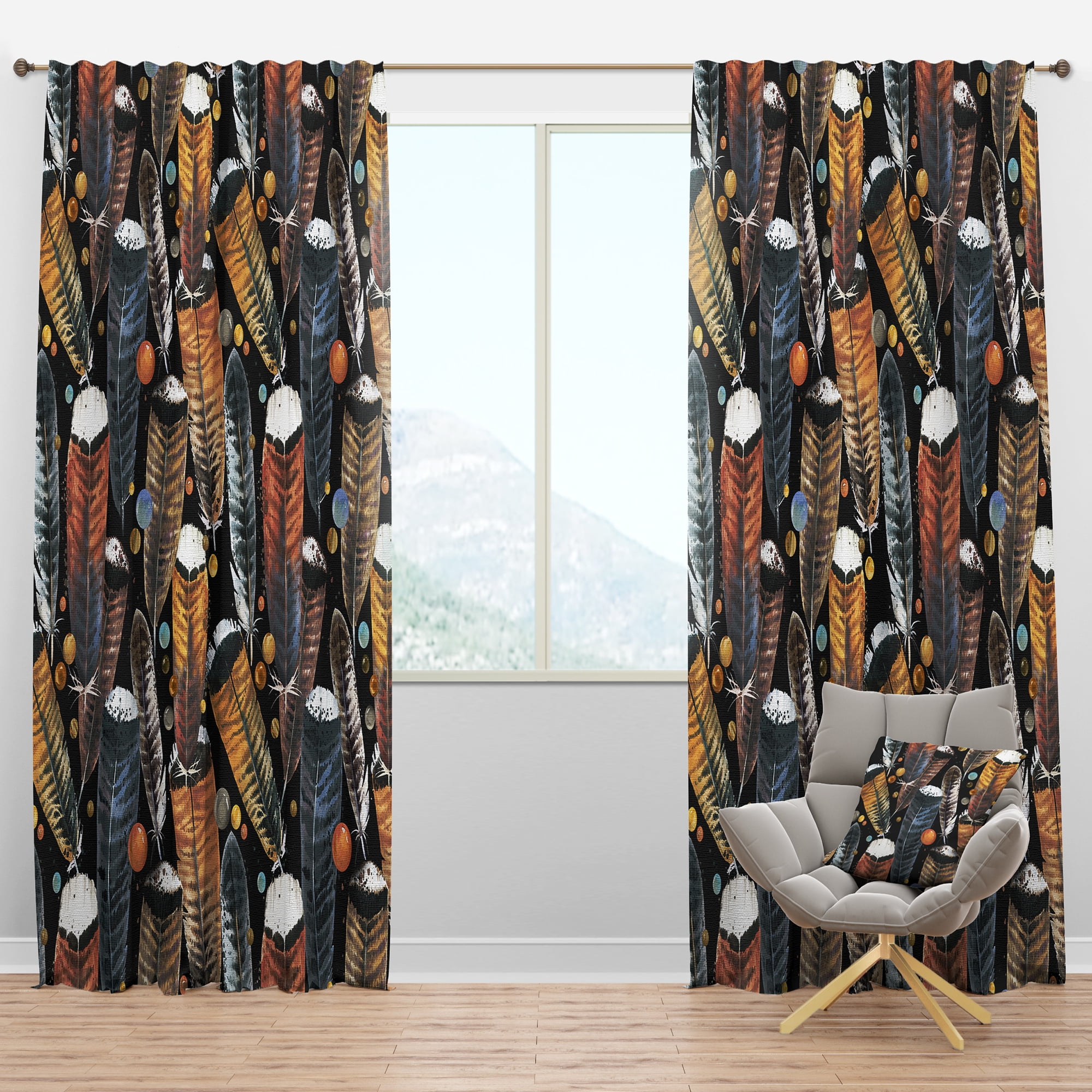 Designart 'Bird Feathers I' Animals Blackout Curtain Panel