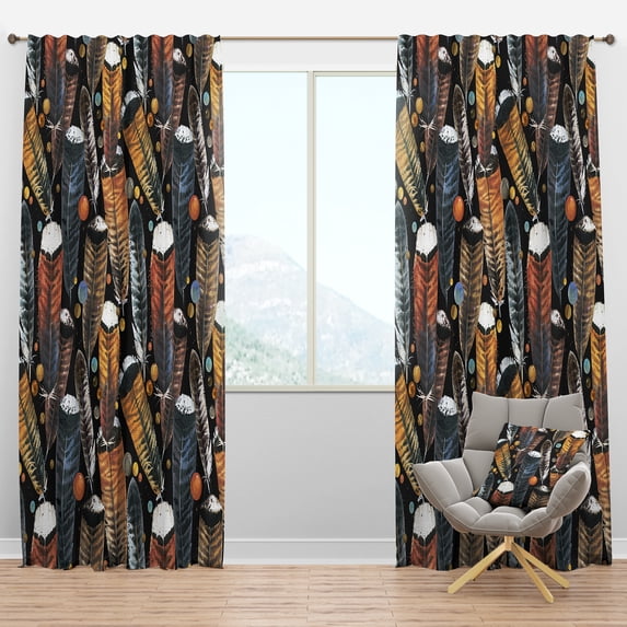 Designart 'Bird Feathers I' Animals Blackout Curtain Panel