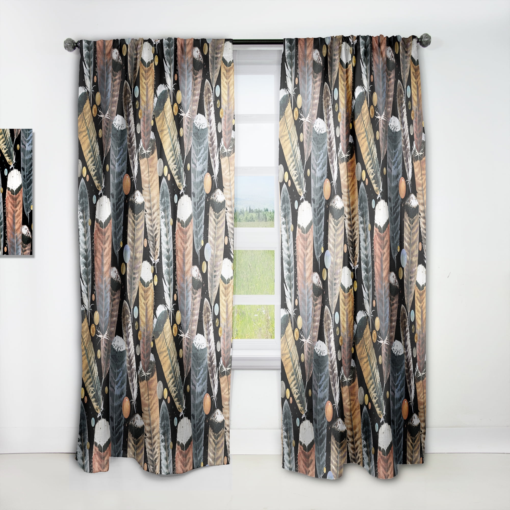 Designart 'Bird Feathers I' Animals Curtain Panel