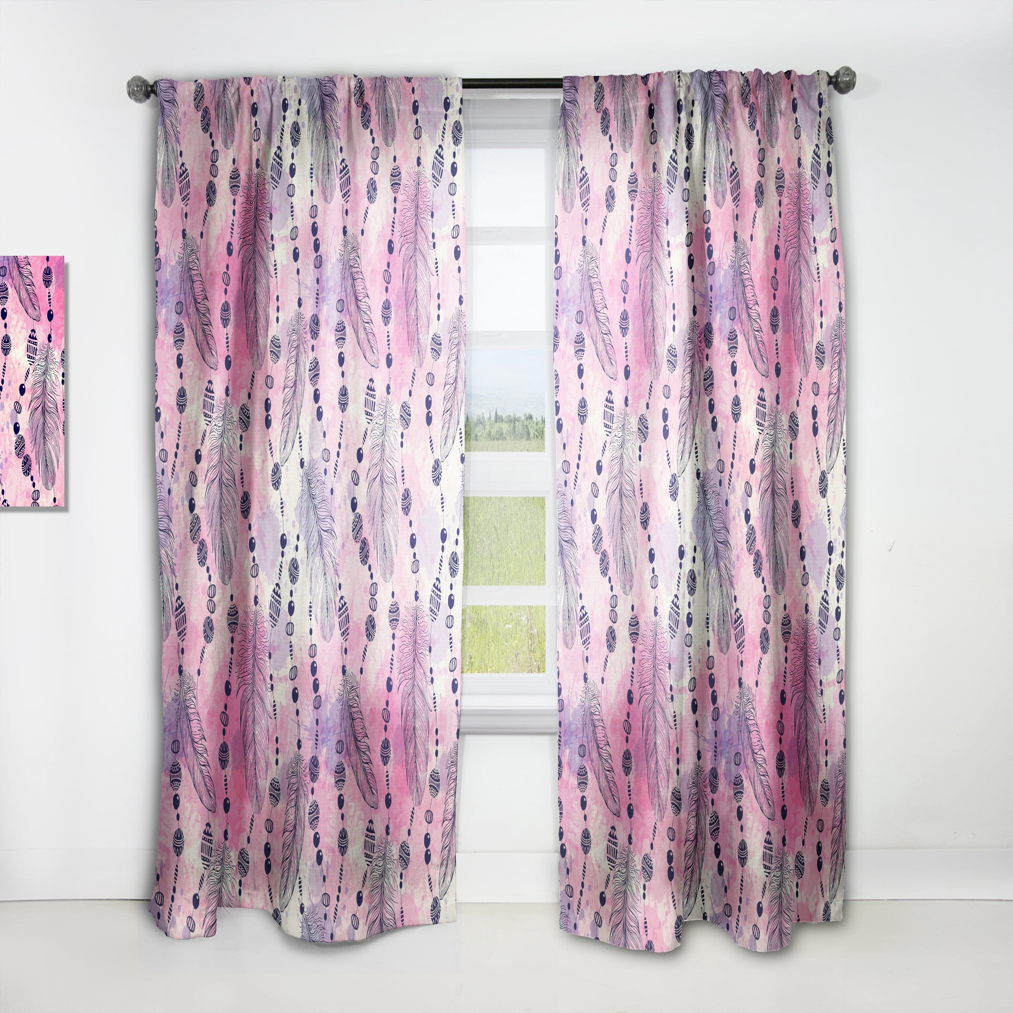 Designart 'Bird Feathers III' Abstract Curtain Panel