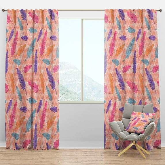 Designart 'Bird Feathers IX' Southwestern Blackout Curtain Panel