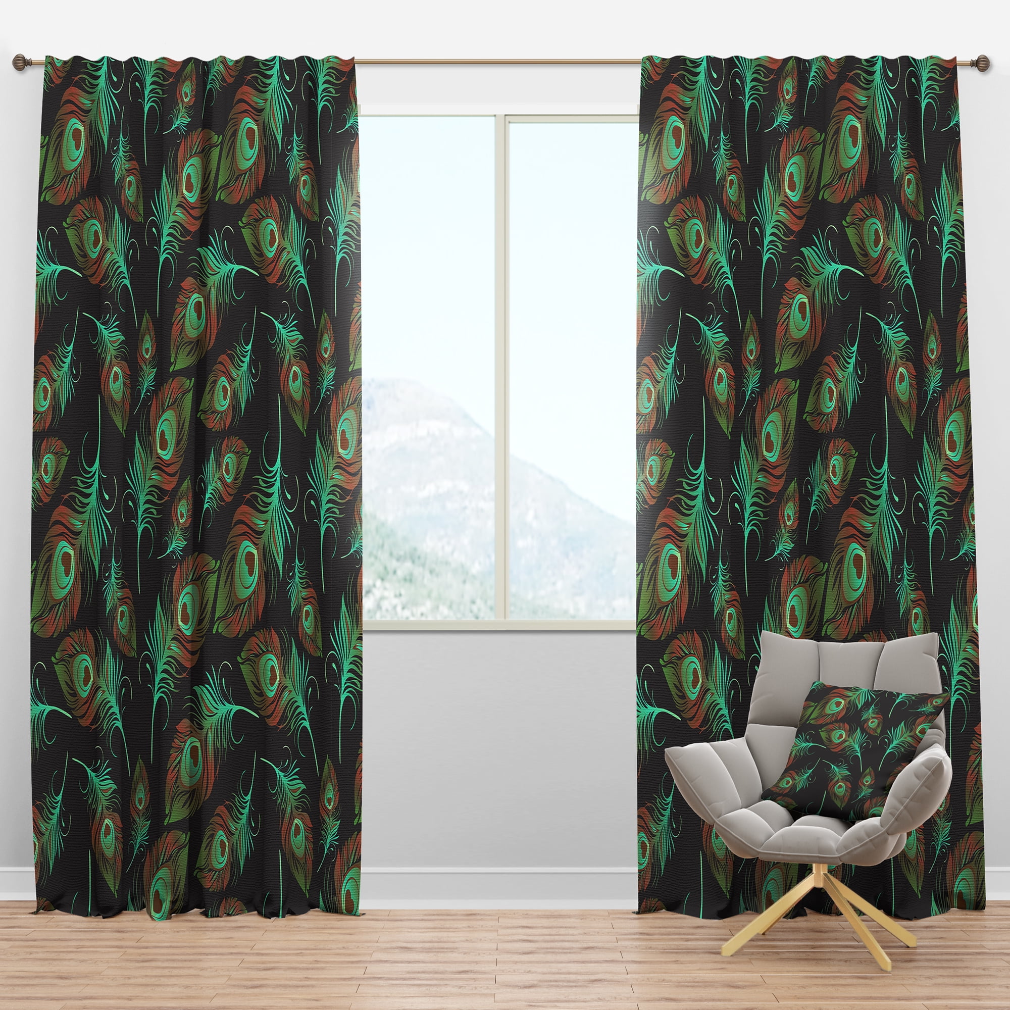 Designart 'Bird Feathers V' Southwestern Blackout Curtain Panel