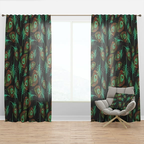 Designart 'Bird Feathers V' Southwestern Curtain Panel