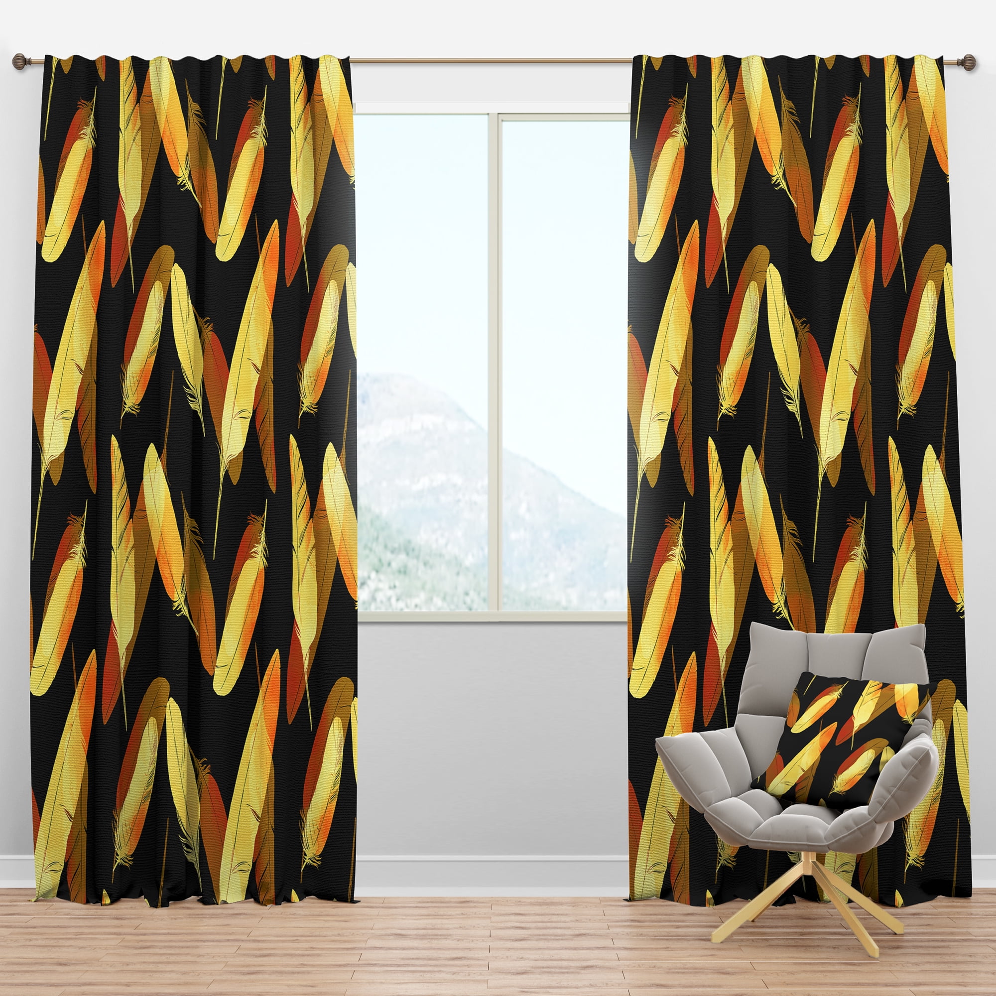 Designart 'Bird Feathers VI' Southwestern Blackout Curtain Panel