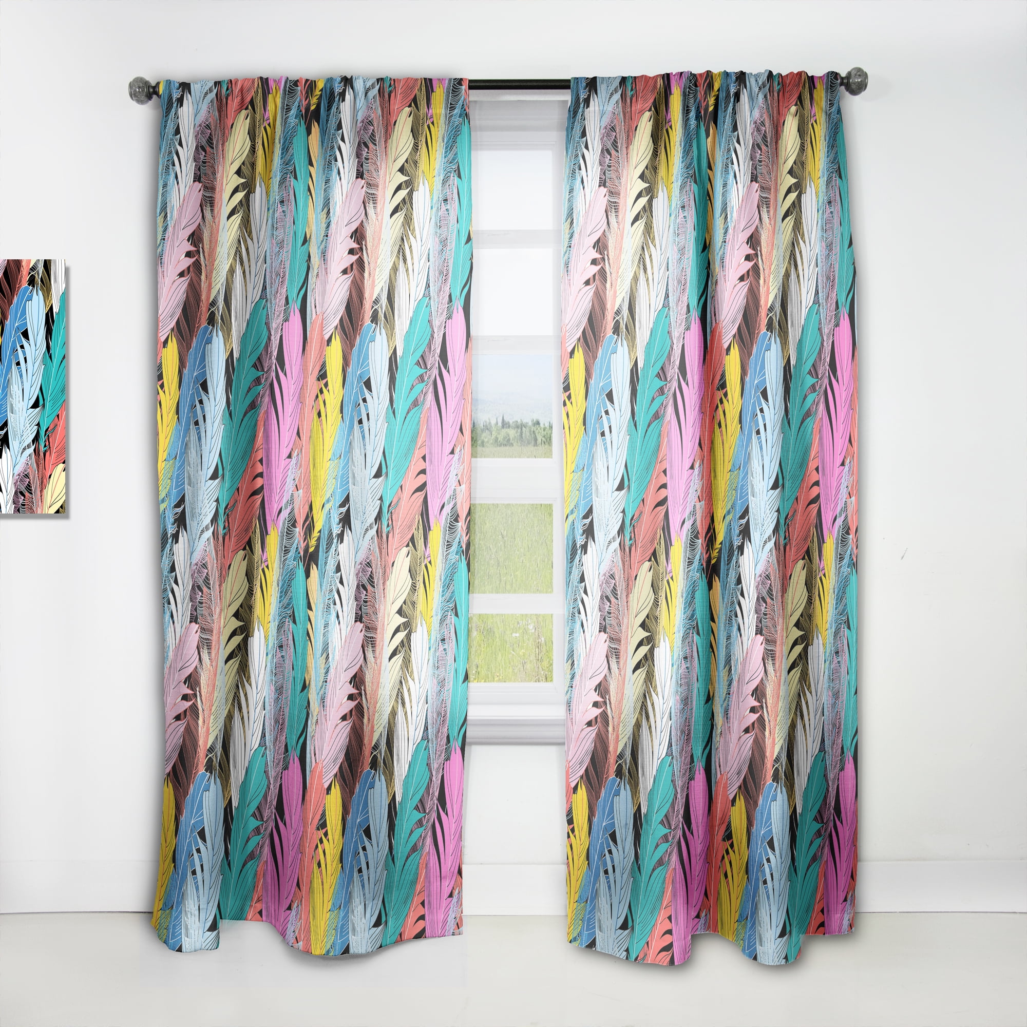 Designart 'Bird Feathers VII' Southwestern Curtain Panel