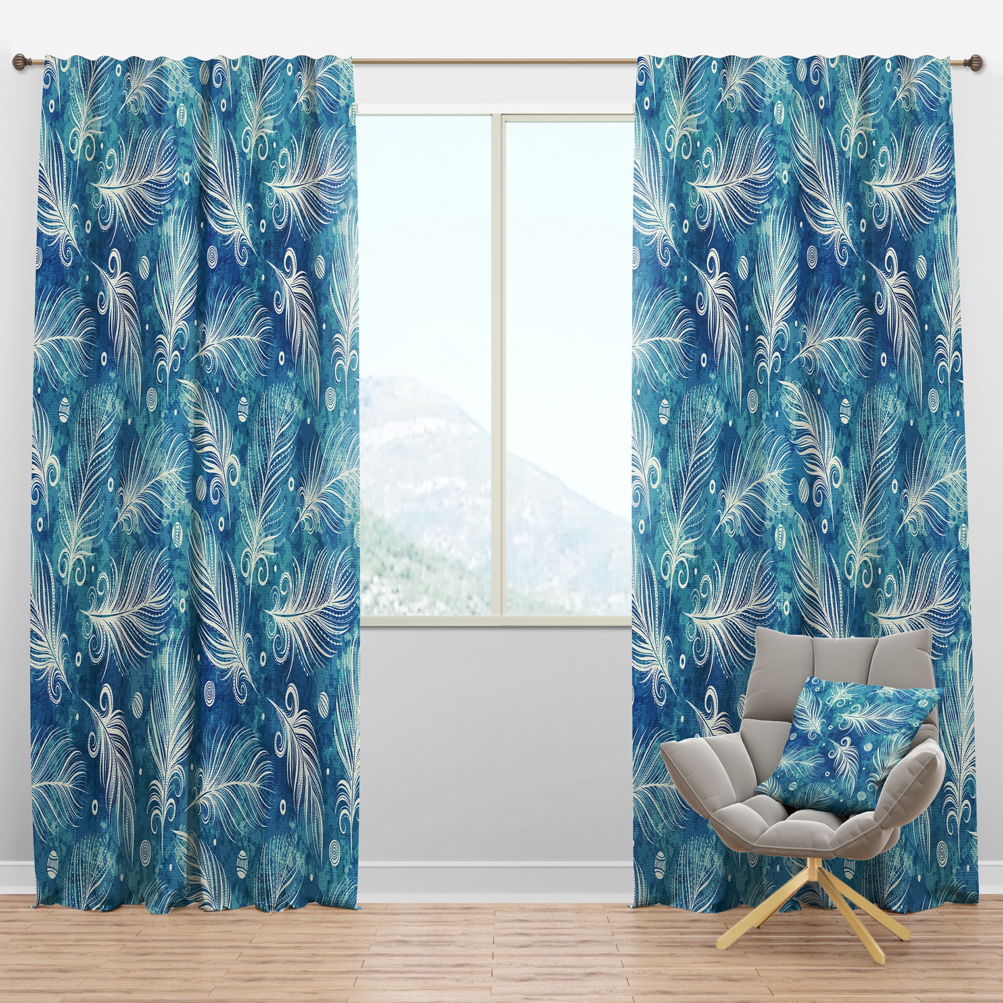 Designart 'Bird Feathers VIII' Southwestern Blackout Curtain Panel