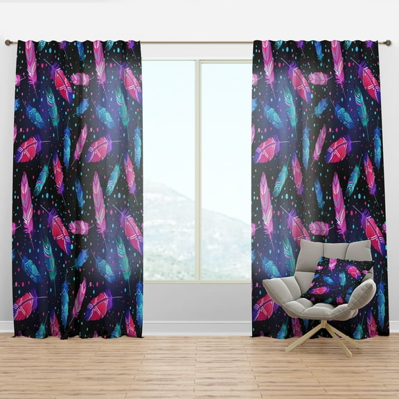 Designart 'Bird Feathers X' Southwestern Curtain Panel