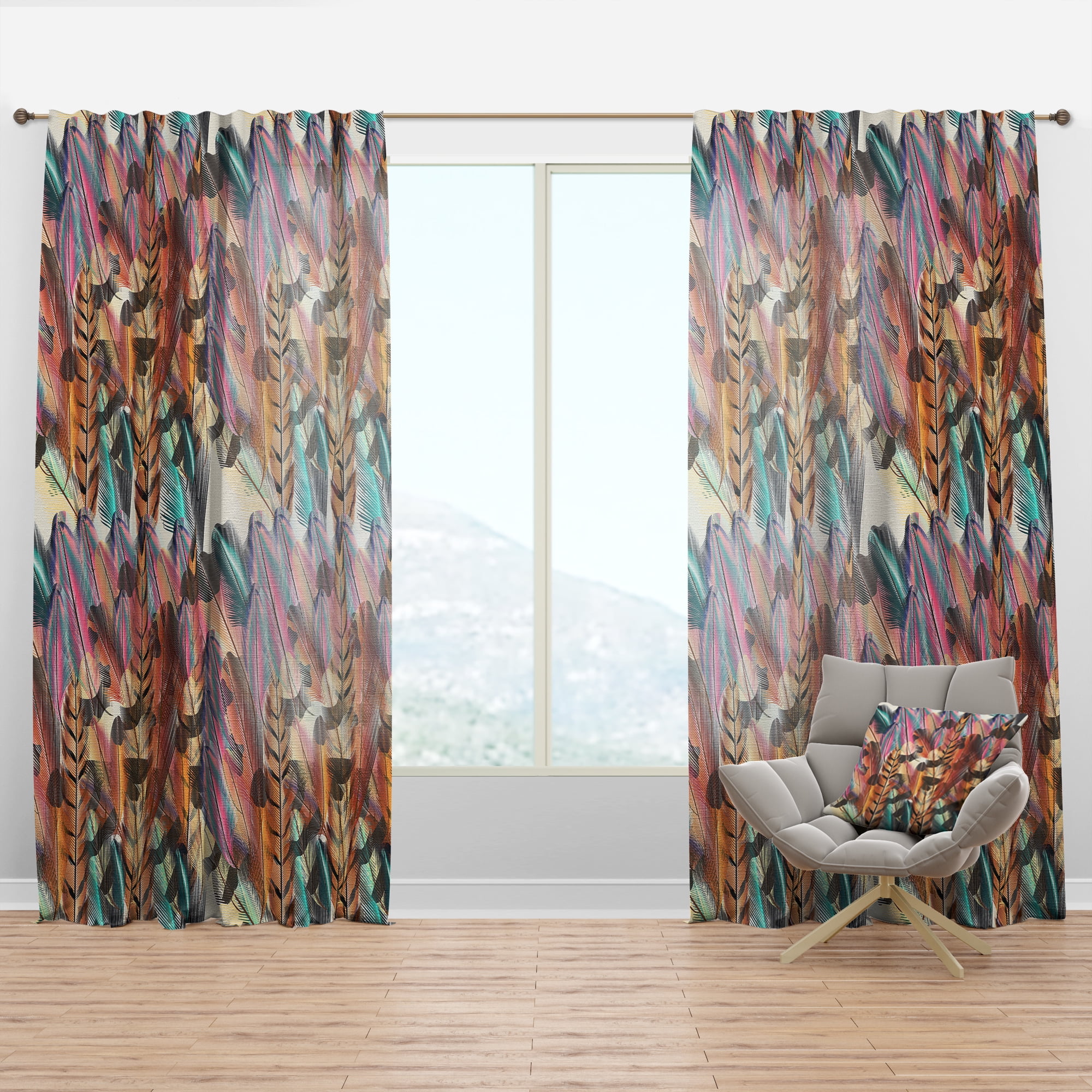 Designart 'Bird Feathers XI' Southwestern Curtain Panel