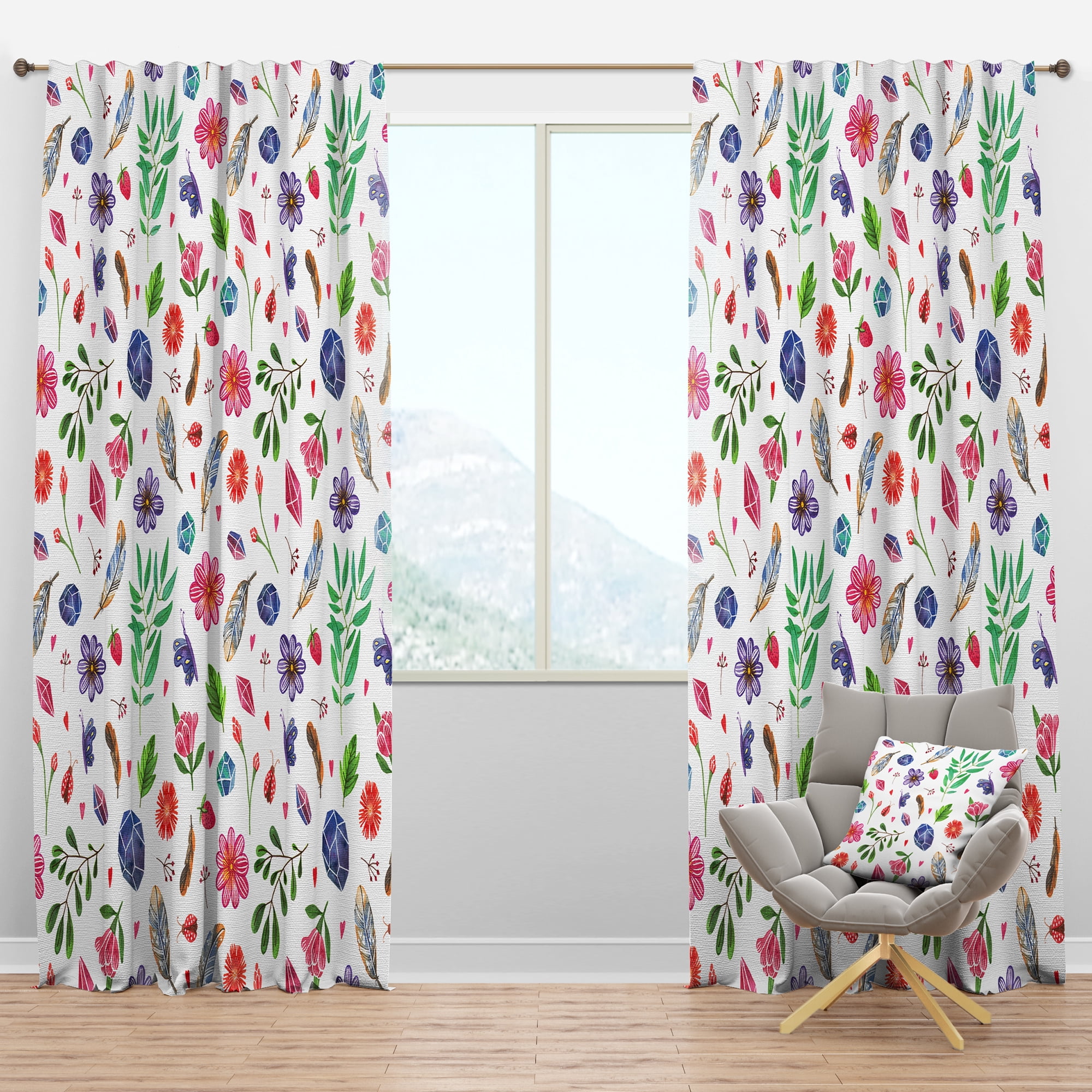 Designart 'Bird Feathers XII' Bohemian & Eclectic Blackout Curtain Panel