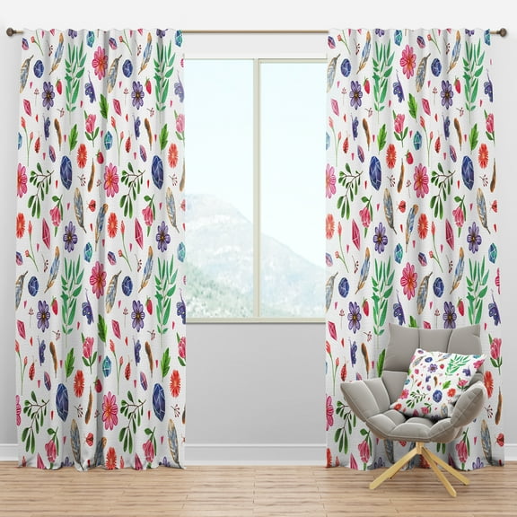 Designart 'Bird Feathers XII' Bohemian & Eclectic Blackout Curtain Panel