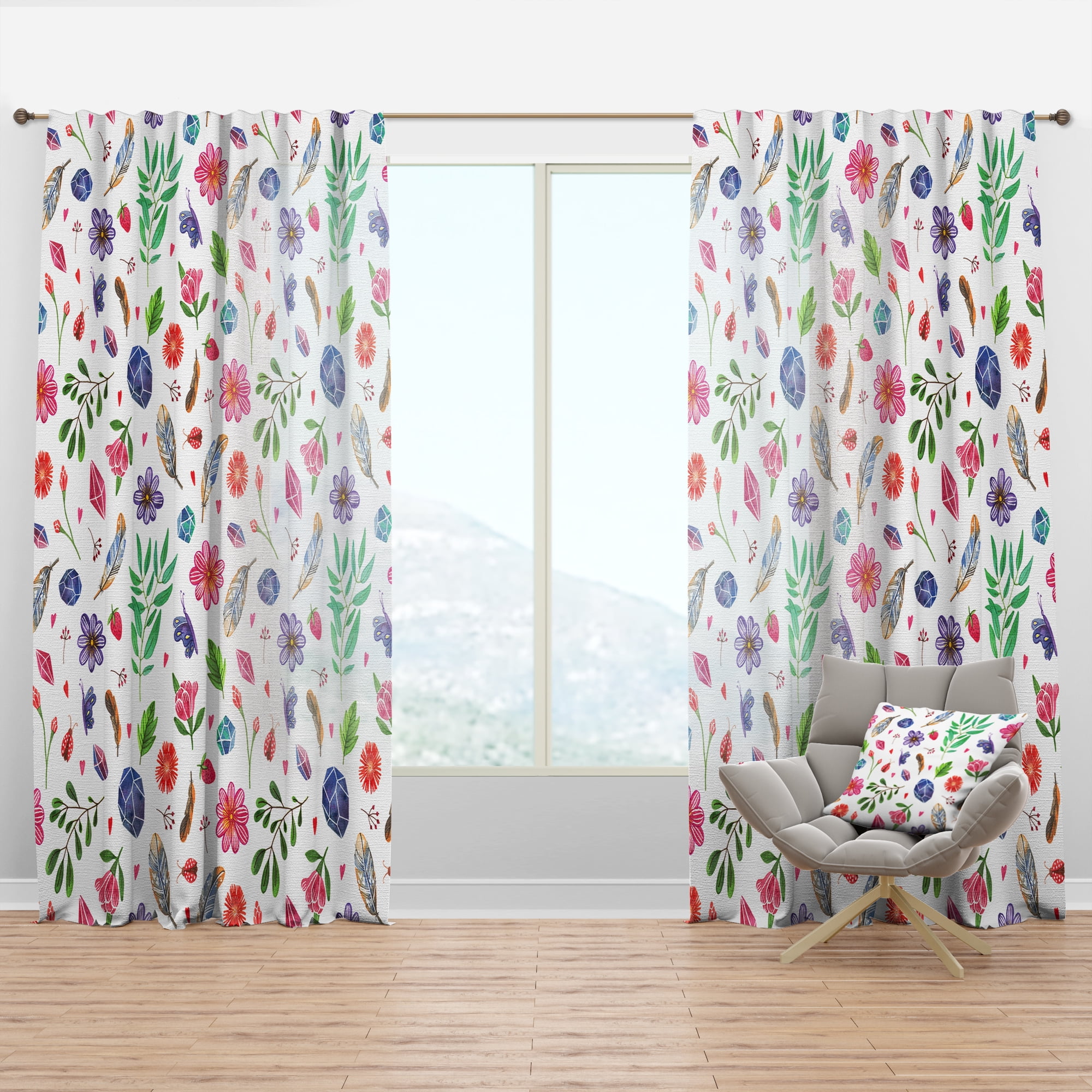 Designart 'Bird Feathers XII' Bohemian & Eclectic Curtain Panel