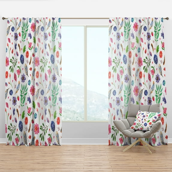 Designart 'Bird Feathers XII' Bohemian & Eclectic Curtain Panel