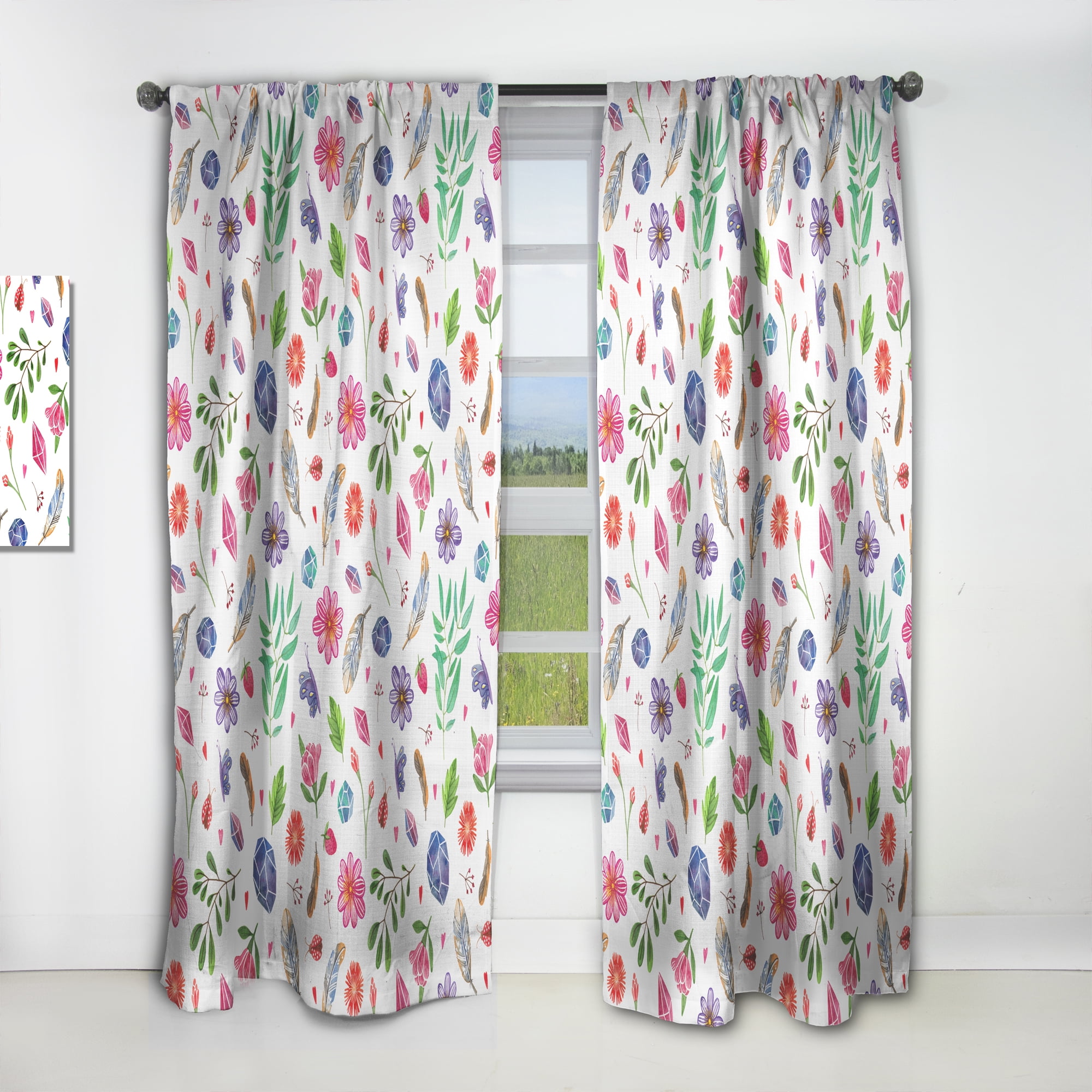 Designart 'Bird Feathers XII' Bohemian & Eclectic Curtain Panel