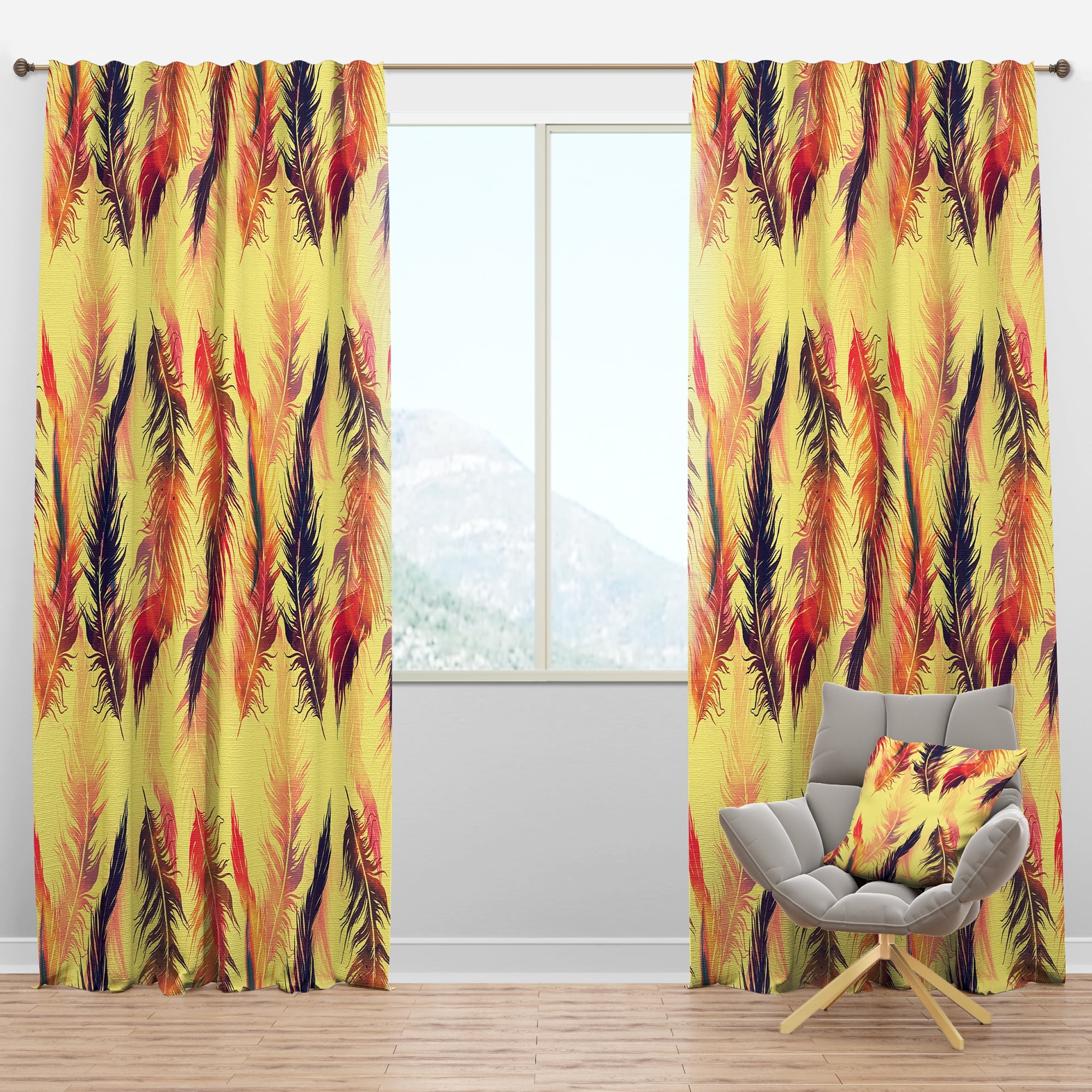 Designart 'Bird Feathers XIII' Southwestern Blackout Curtain Panel