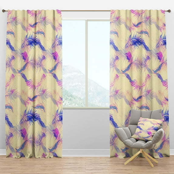 Designart 'Bird Feathers XIV' Southwestern Blackout Curtain Panel
