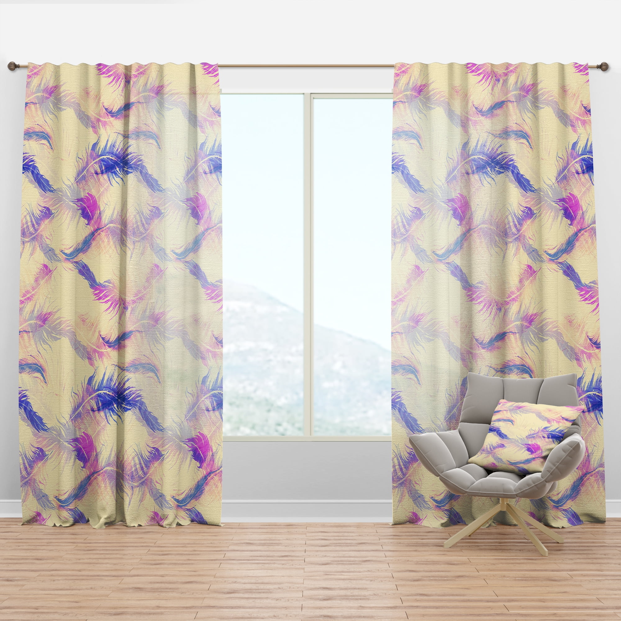 Designart 'Bird Feathers XIV' Southwestern Curtain Panel