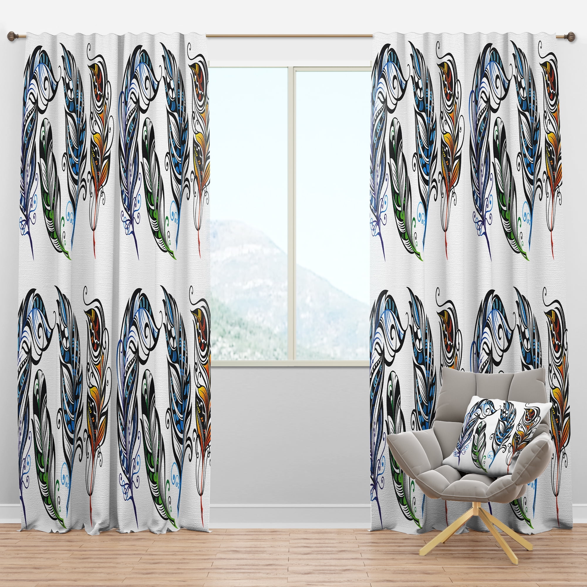 Designart 'Bird Feathers XIX' Southwestern Blackout Curtain Panel