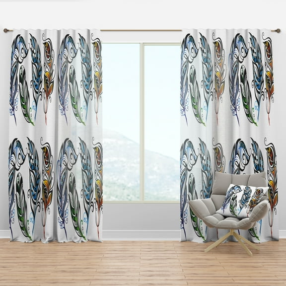 Designart 'Bird Feathers XIX' Southwestern Curtain Panel