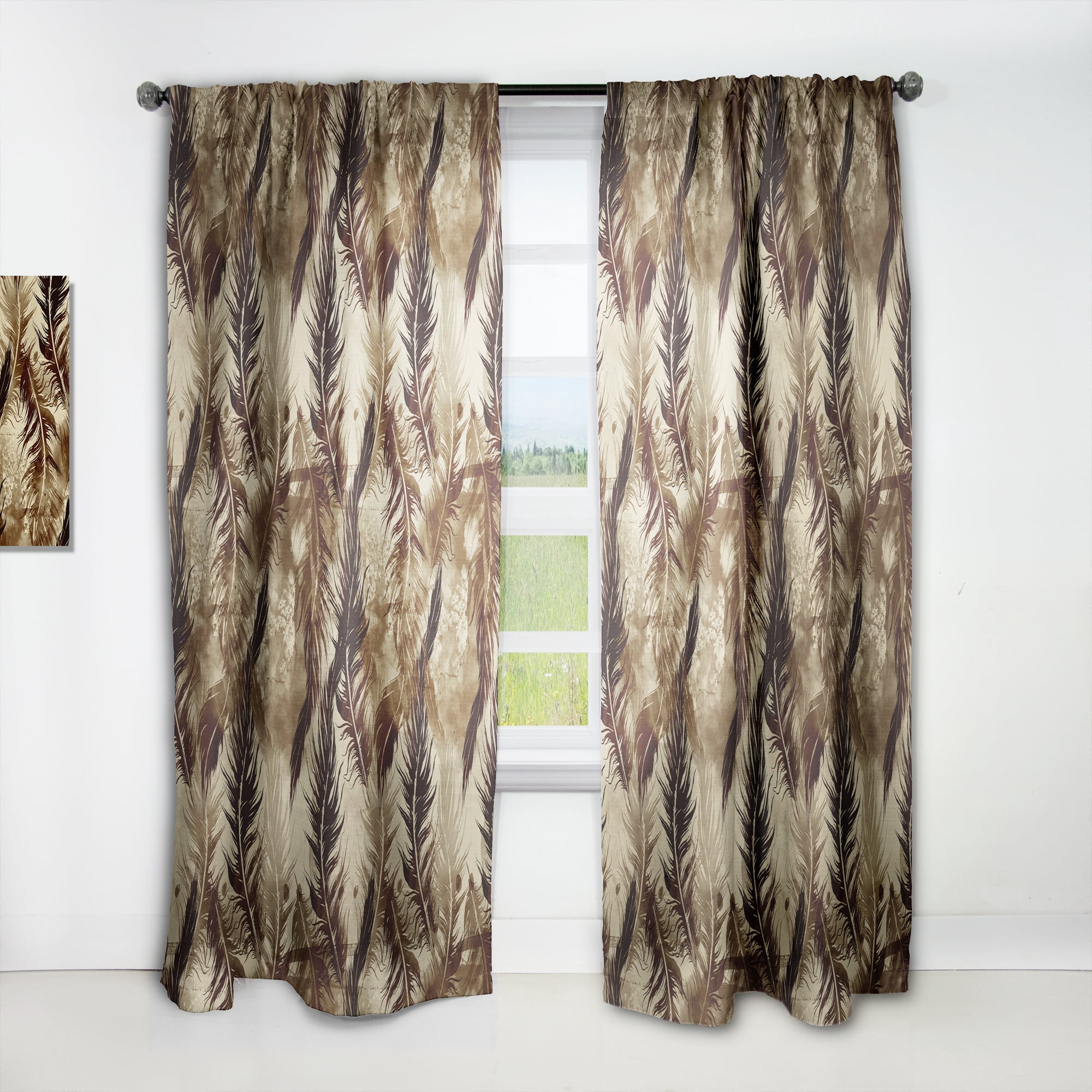 Designart 'Bird Feathers XV' Southwestern Curtain Panel