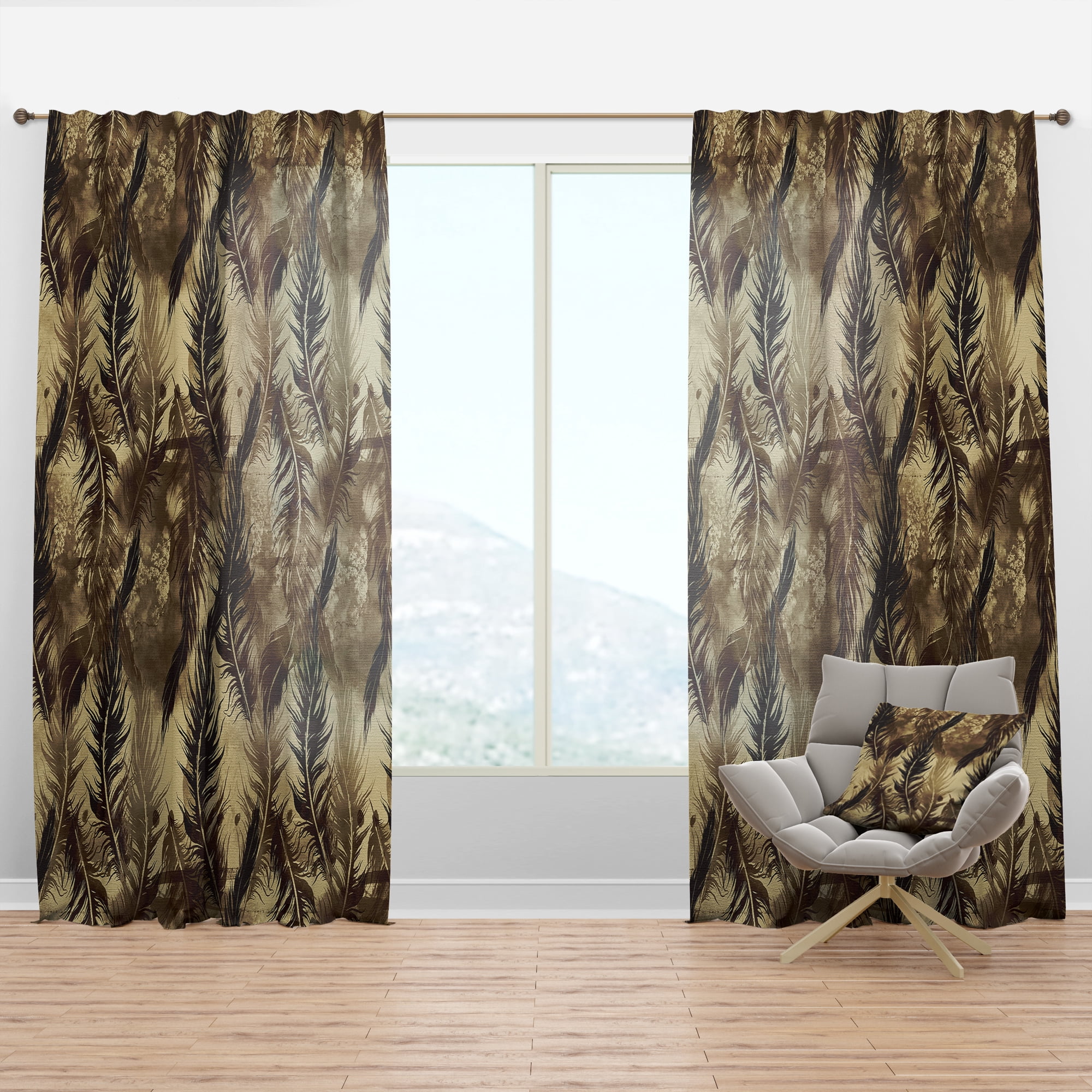 Designart 'Bird Feathers XV' Southwestern Curtain Panel