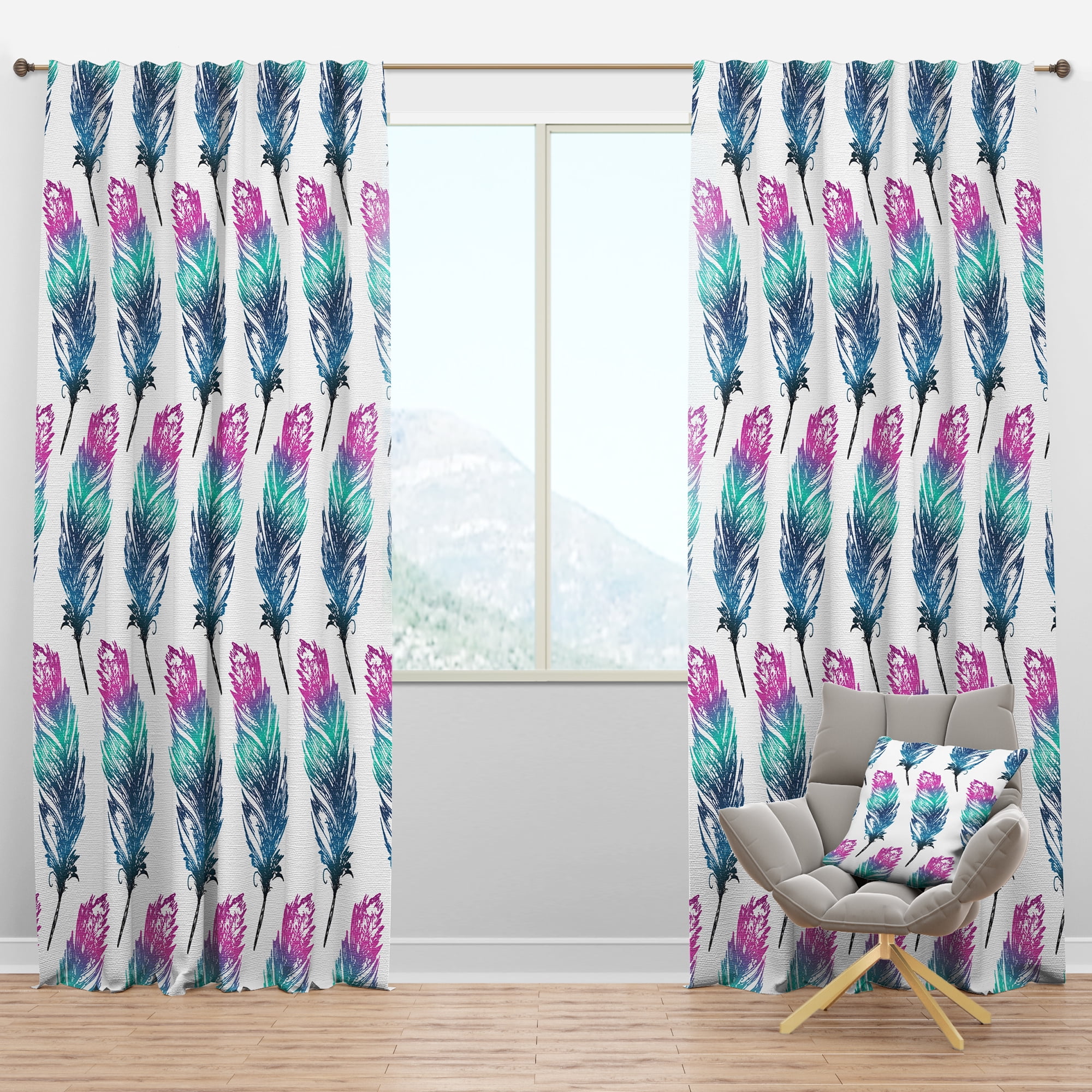 Designart 'Bird Feathers XVI' Southwestern Blackout Curtain Panel