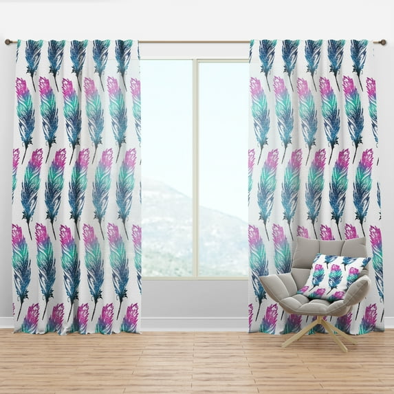 Designart 'Bird Feathers XVI' Southwestern Curtain Panel