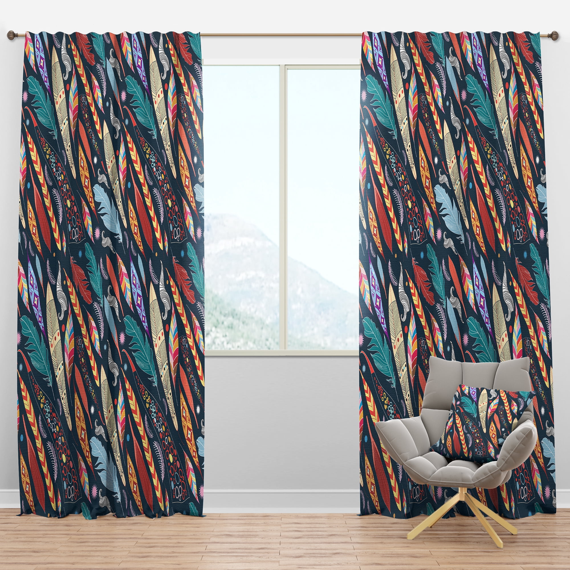 Designart 'Bird Feathers XX' Southwestern Blackout Curtain Panel