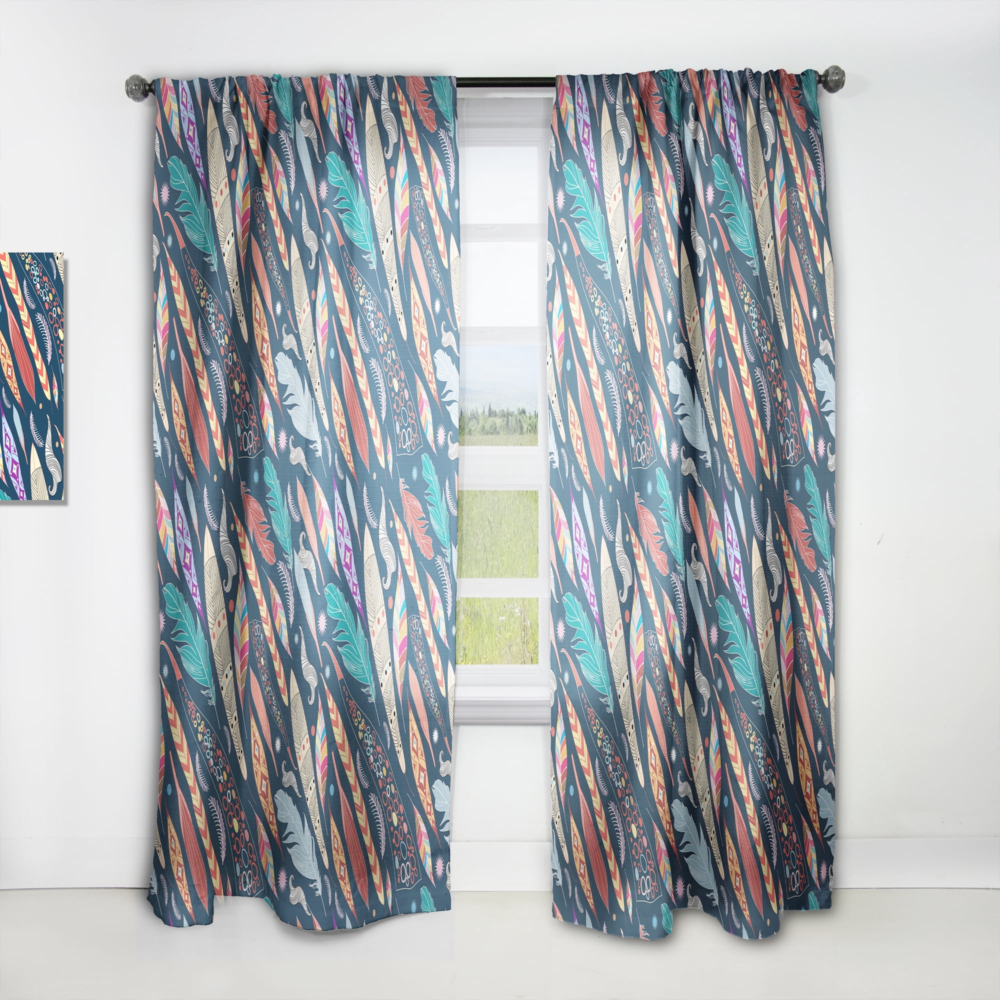 Designart 'Bird Feathers XX' Southwestern Curtain Panel