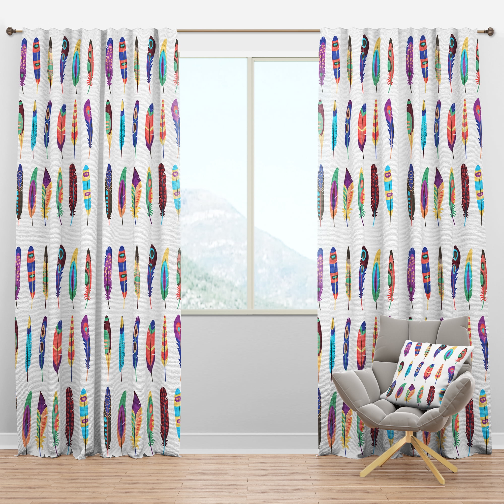 Designart 'Bird Feathers XXI' Southwestern Blackout Curtain Panel