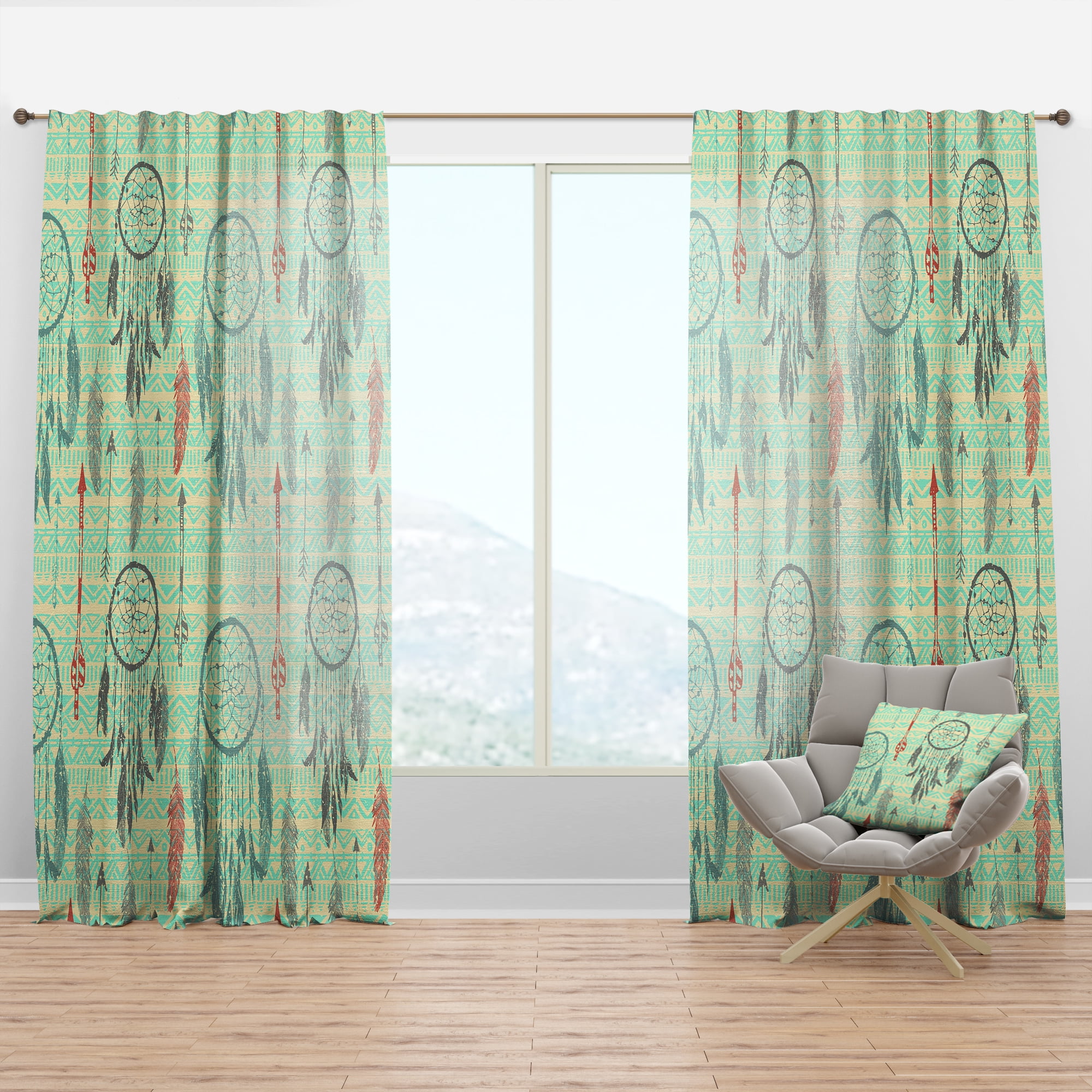 Designart 'Bird Feathers XXII' Southwestern Curtain Panel