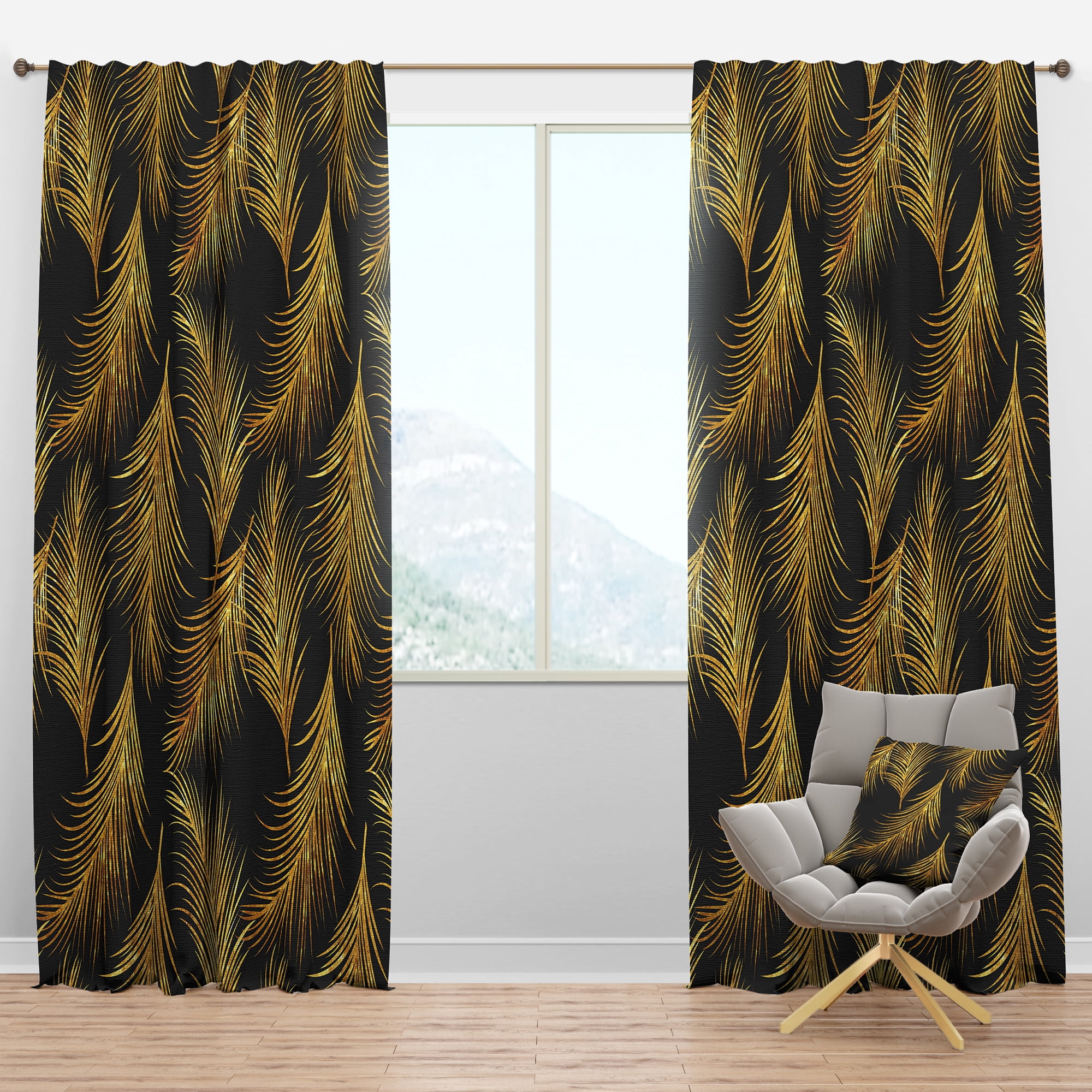 Designart 'Bird Feathers XXIII' Modern & Contemporary Blackout Curtain Panel