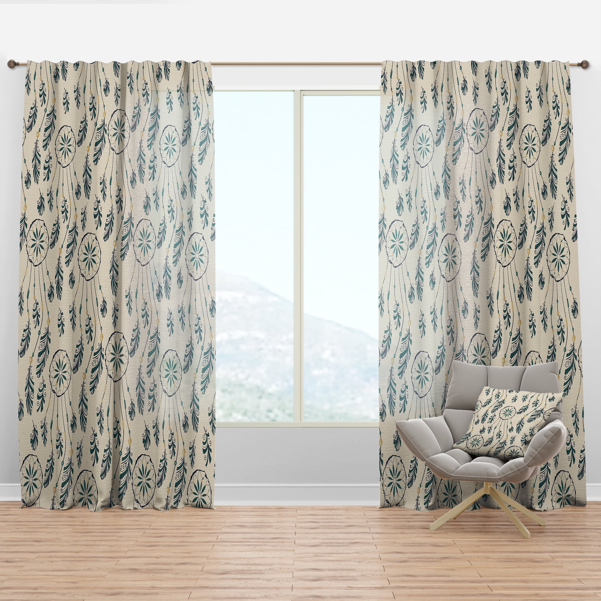 Designart 'Bird Feathers XXIV' Southwestern Curtain Panel