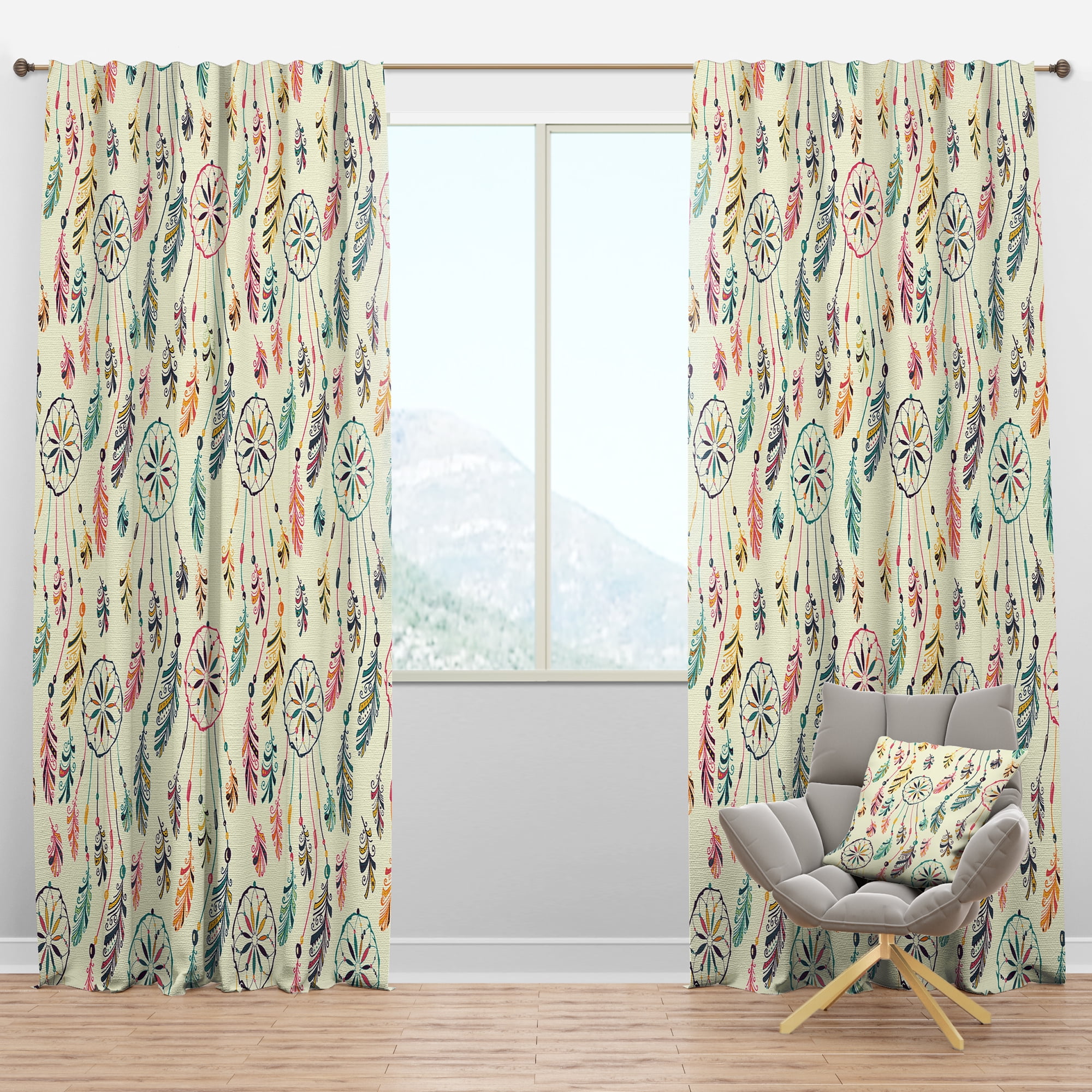 Designart 'Bird Feathers XXV' Southwestern Blackout Curtain Panel