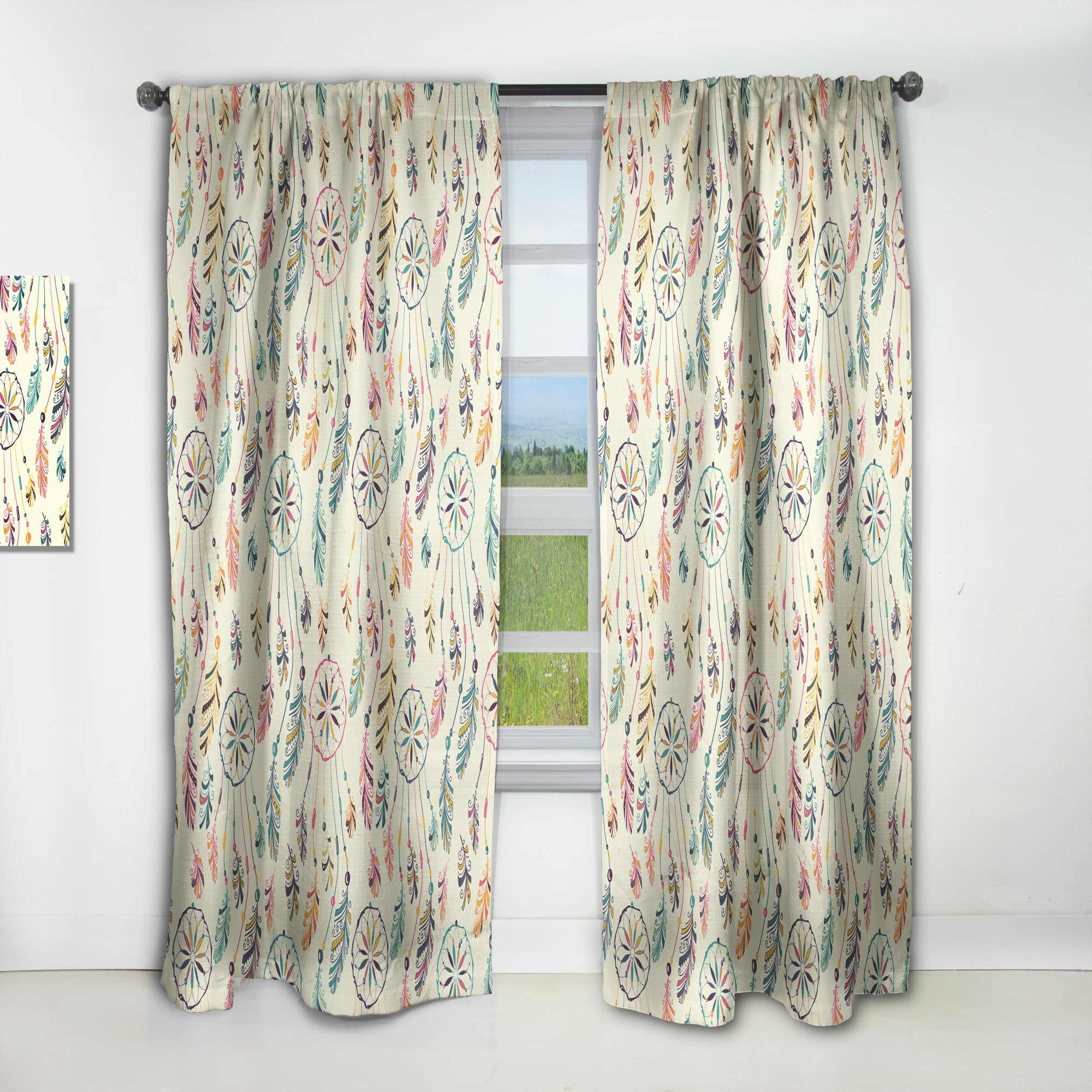 Designart 'Bird Feathers XXV' Southwestern Curtain Panel