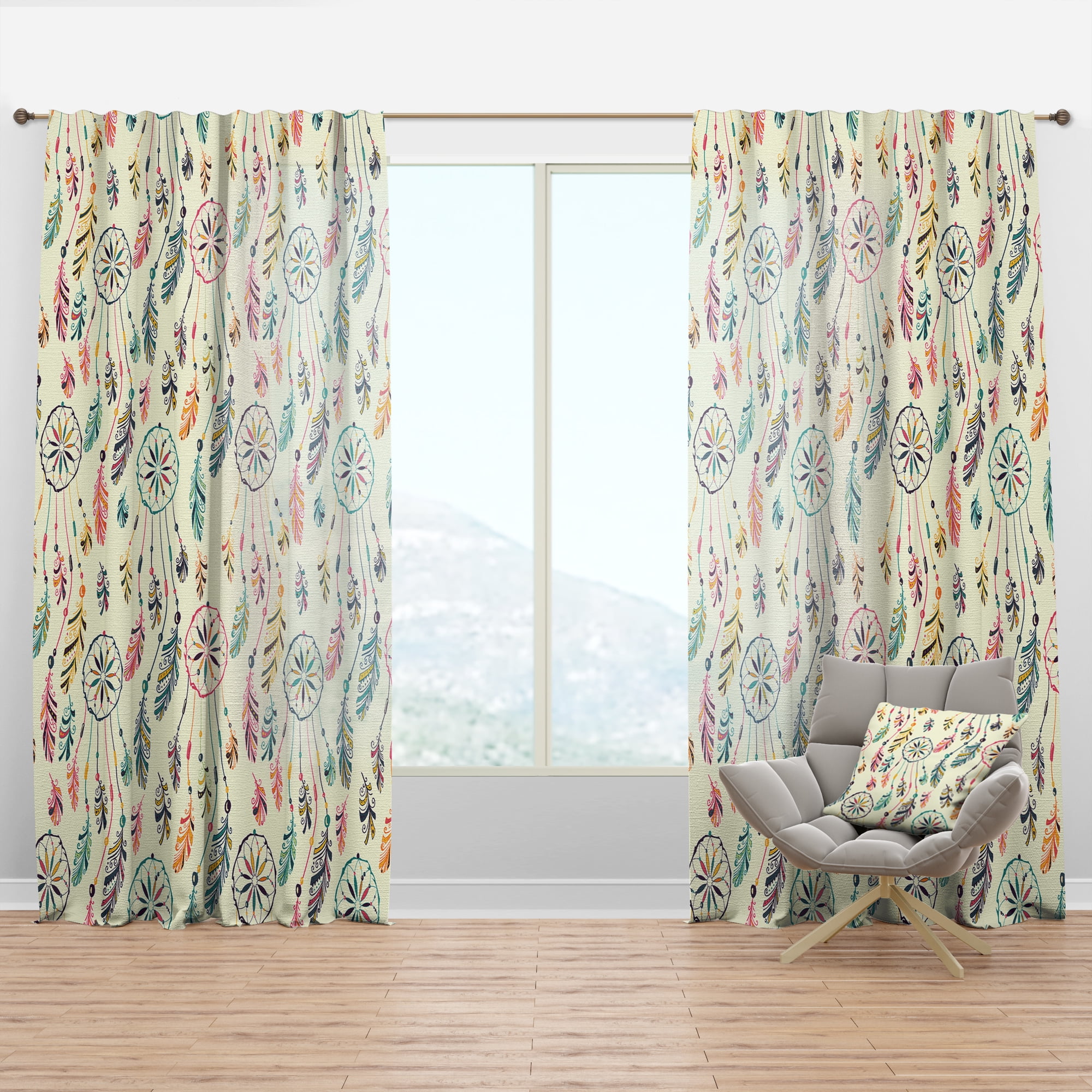 Designart 'Bird Feathers XXV' Southwestern Curtain Panel