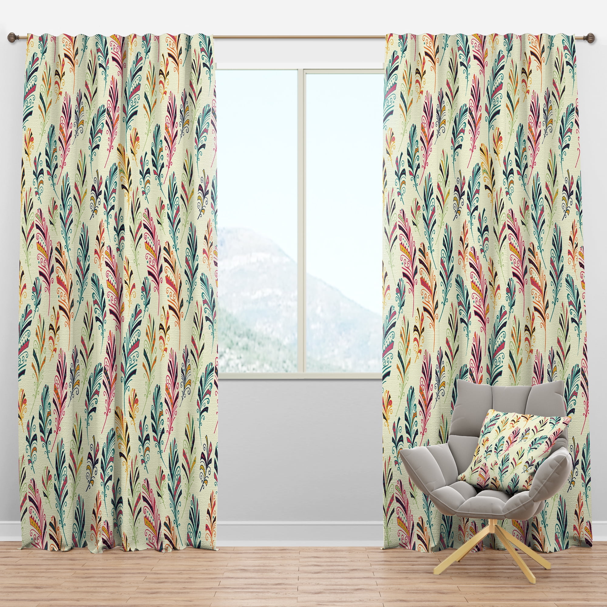 Designart 'Bird Feathers XXVI' Southwestern Blackout Curtain Panel