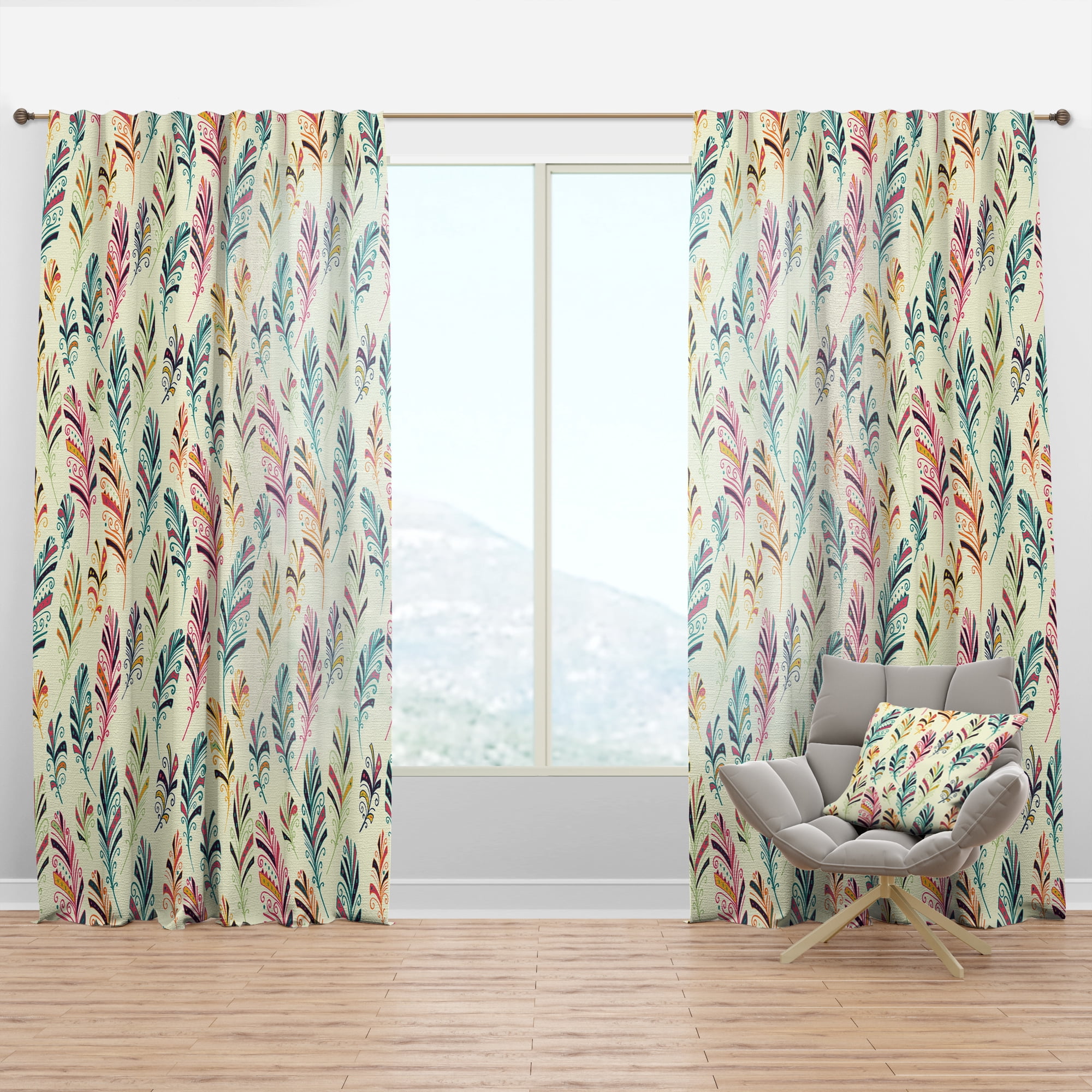 Designart 'Bird Feathers XXVI' Southwestern Curtain Panel