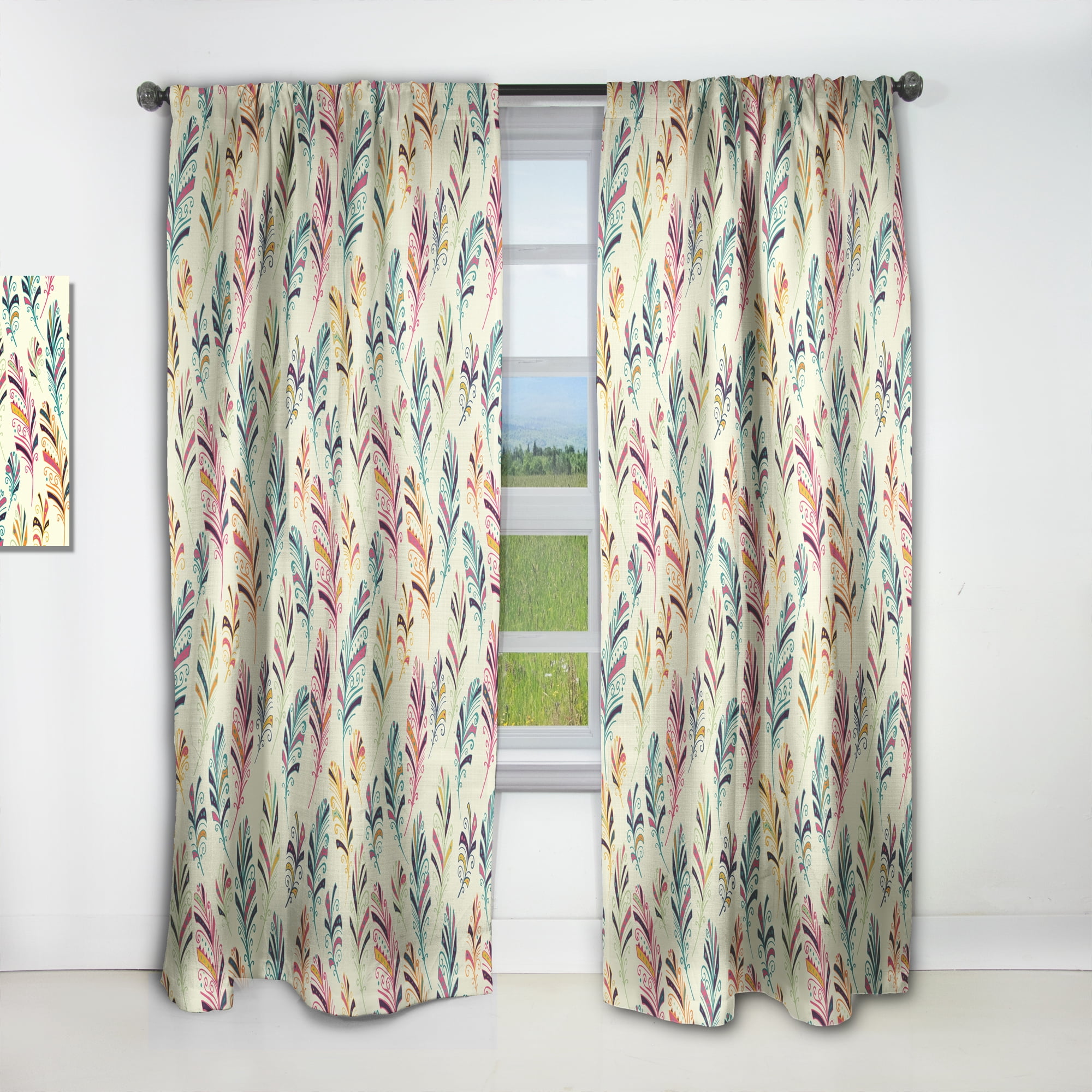 Designart 'Bird Feathers XXVI' Southwestern Curtain Panel