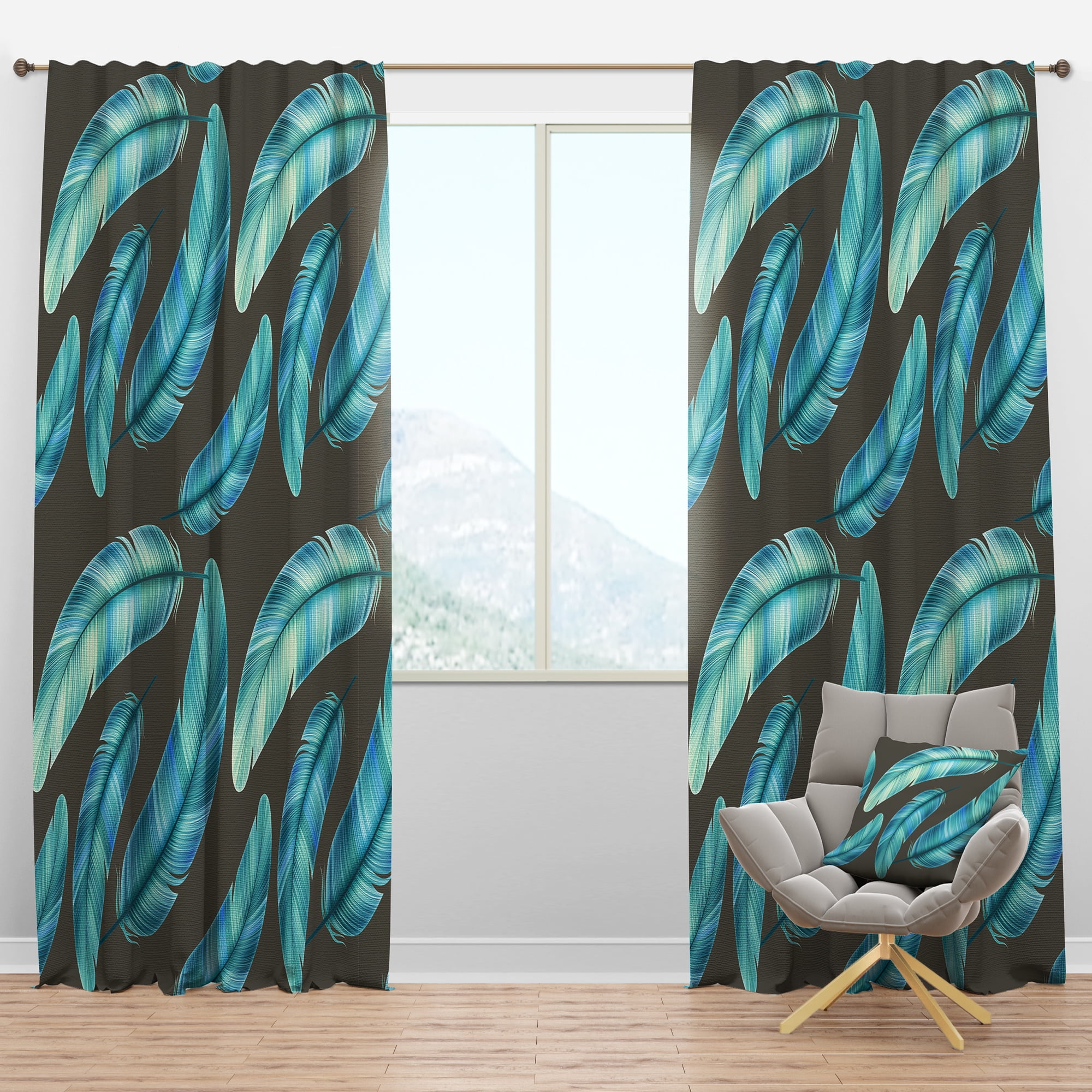 Designart 'Bird Feathers XXVII' Southwestern Blackout Curtain Panel