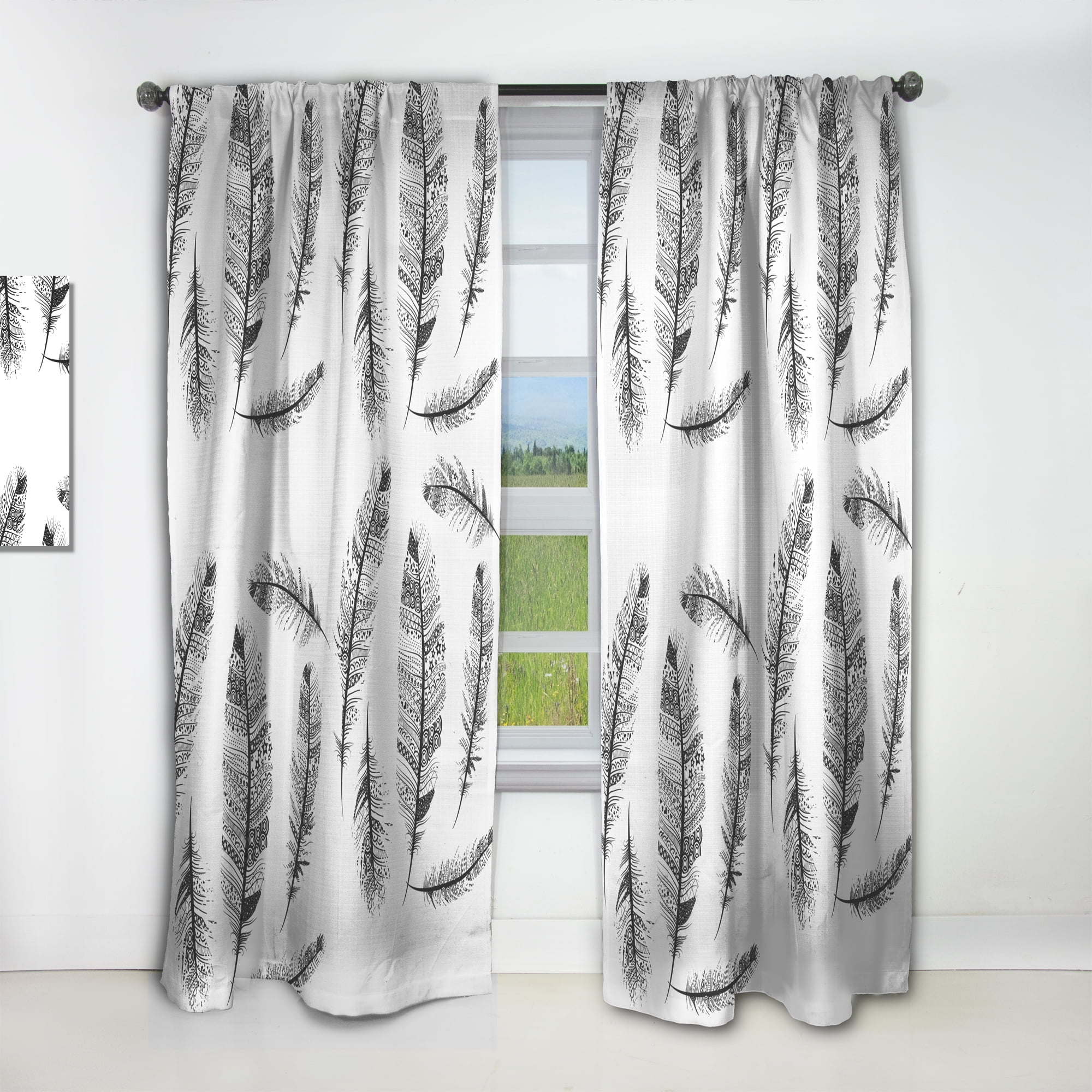 Designart 'Bird Feathers XXVIII' Vintage Curtain Panel