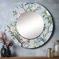 thumbnail image 1 of Designart "Bird in Minimalist Floral Setting I" Floral Rund Mirror For Wall Decor - Large Multi-Color Round Print Mirror - Round Cottage Mirror 23" x 23" Inch - Wall Mounted Round Large Mirror, 1 of 5