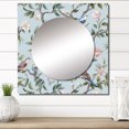 thumbnail image 1 of Designart "Bird in Minimalist Floral Setting VII" Floral Square Mirror Wall Decor Children's Art - Large Blue Square Bathroom Mirror - Square Printed Wall Mirror Art, 1 of 5
